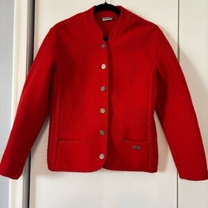 Vintage Strick Meister Women’s Red Wool Blazer Austria Size EU 42 US 8-10